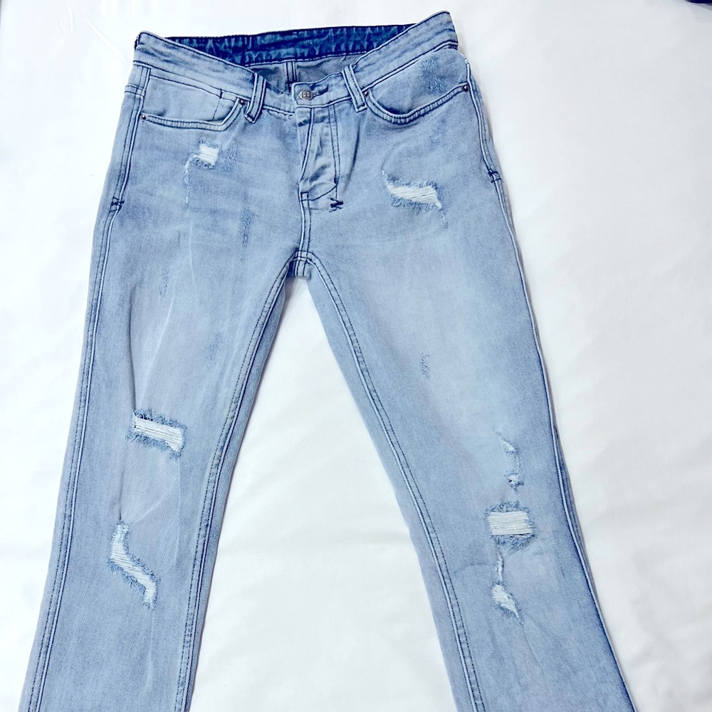Ksubi Mens Blue Trashed Dreams Van Winkle Denim Skinny Jeans Size 30